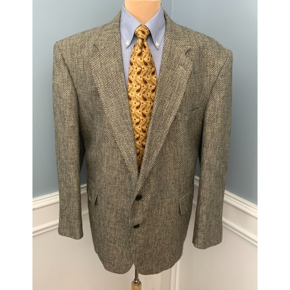 Vintage Stafford Blazer Mens 52R Silk Wool Tweed USA Made Jacket Sportcoat